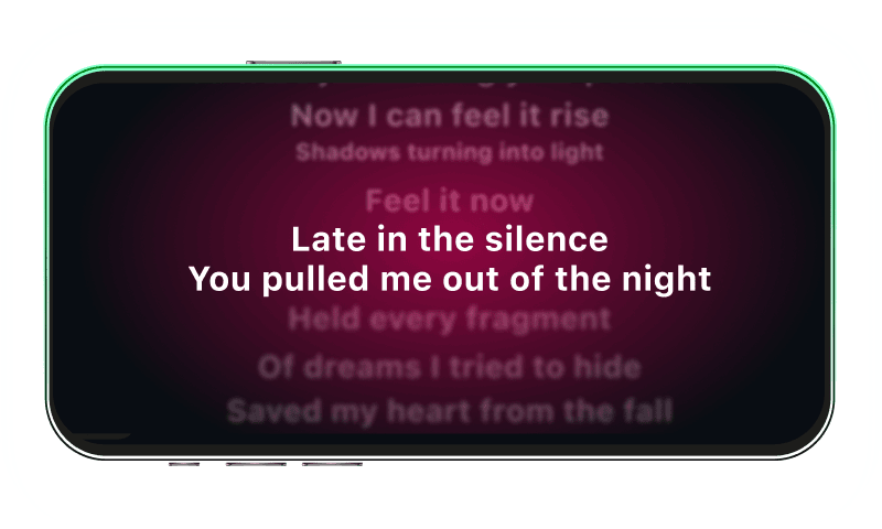 Lyrics highlight on phone screen